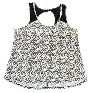Half Moon Womens Racerback Tank L Grey Black Cut Out Athletic Sportswear